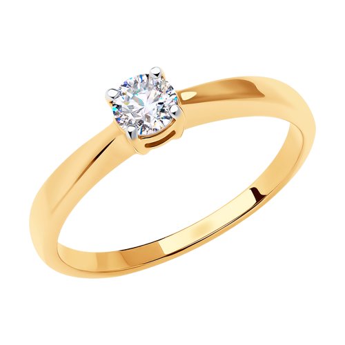 Кольцо, золото, фианит, 018635